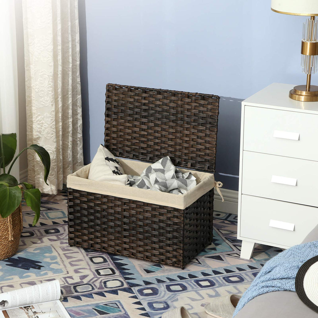 Woven Storage Basket with Lid, 17.2 Gallon (65L), Foldable