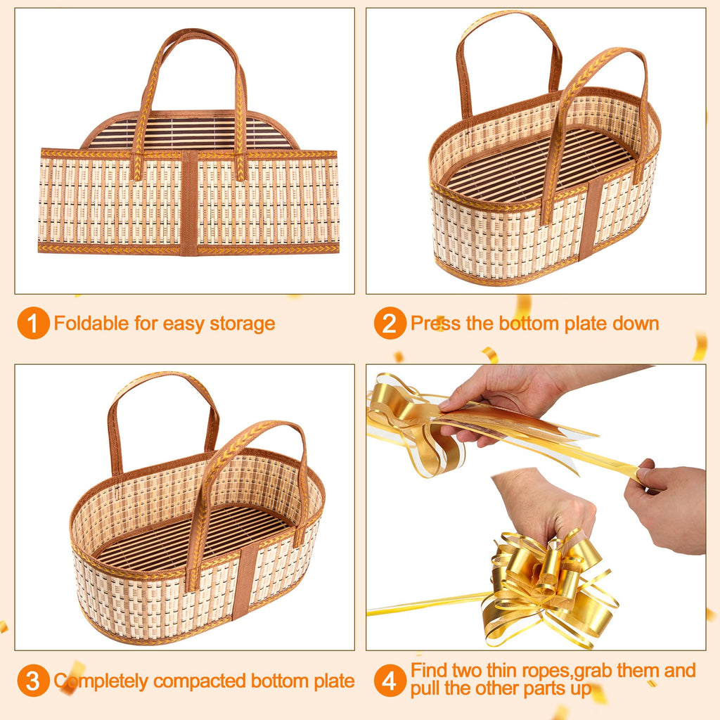 3 Set Baskets for Gifts Empty, Woven Bamboo gift baskets empty