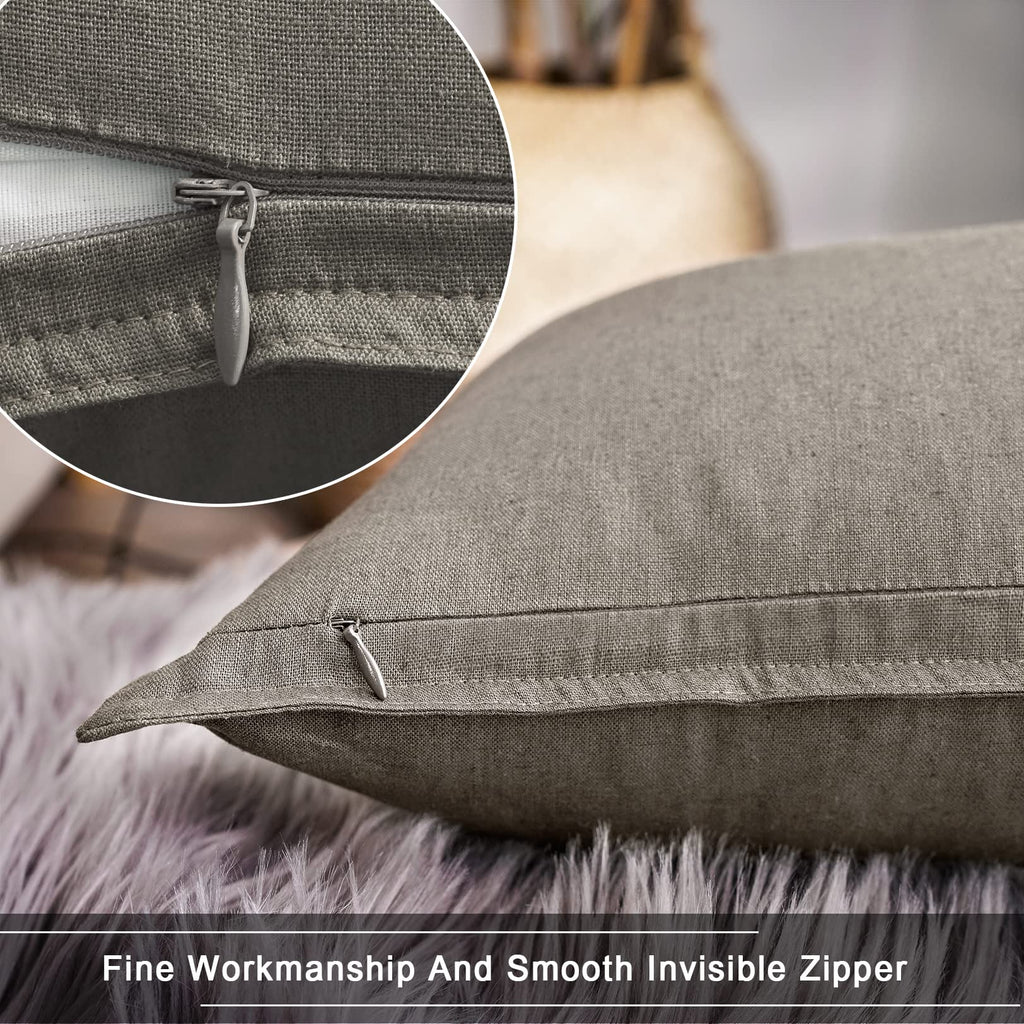 18"x18" Solid Cotton Linen Decoration Throw Pillow Case with Zipper Euro Sham Cushion Case Cool Pillow Cover Delicate