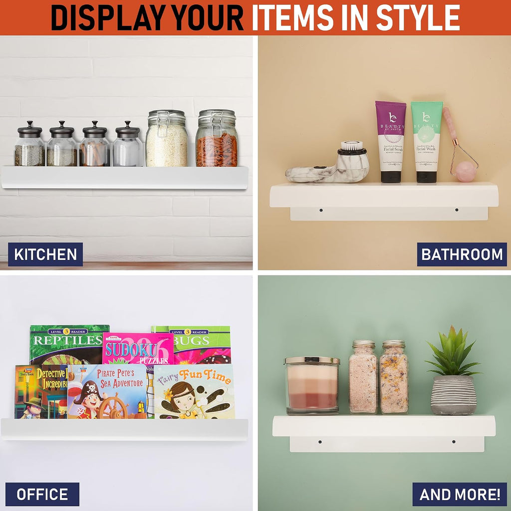 Clear Acrylic Floating Wall Shelves, Pack Inch Wall Bookshelf for Kids, 5 mm Acrylic Rack, Shower, or Nursery.