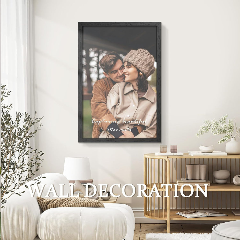 24x36 Solid Wood Poster Frame for Wall Mounting Display,Black | Poster Frames 24 x 36 inches with Polished Plexiglass