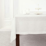 Linen Tablecloth 60 x 108 Inch - Classic Hemstitch 100% Pure Linen White Table Cloth for Rectangle T