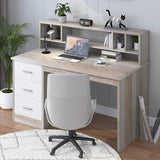 Home Office Desk with Drawers, 46" Small Desk, Computer Desk with Hutch and Drawers, Study Desk with Storage