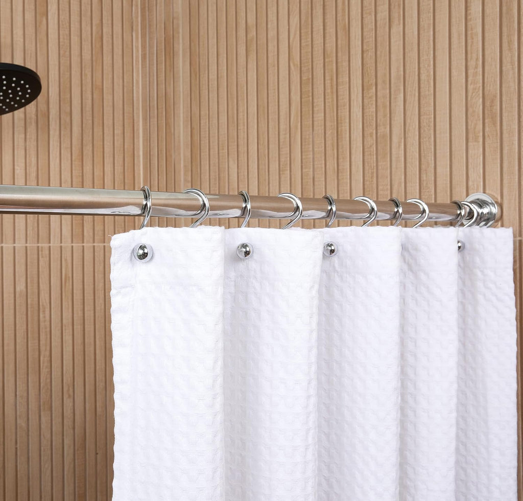 White Waffle Weave Shower Curtain, Heavyweight 100% Cotton Fabric, Luxury Hotel Spa Quality, 72 x 72