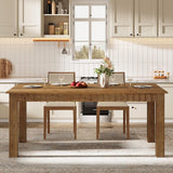 63-Inch Solid Wood Dining Table for 6, Farmhouse Kitchen Table with Heavy Duty Legs, Rectangular Wood Dinner Table