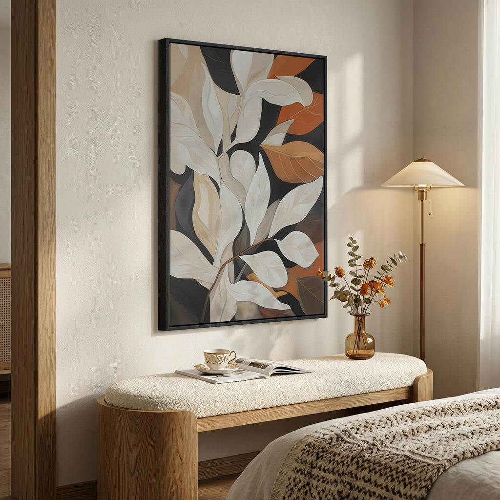 Framed Vertical Boho Abstract Botanical Wall Art, 24x36 In