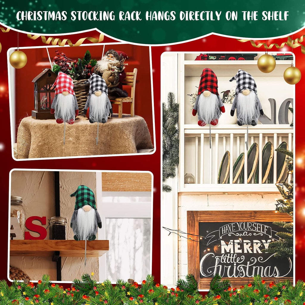 4 Sets 11 Inch Christmas Gnomes with Stocking Holders for Mantle