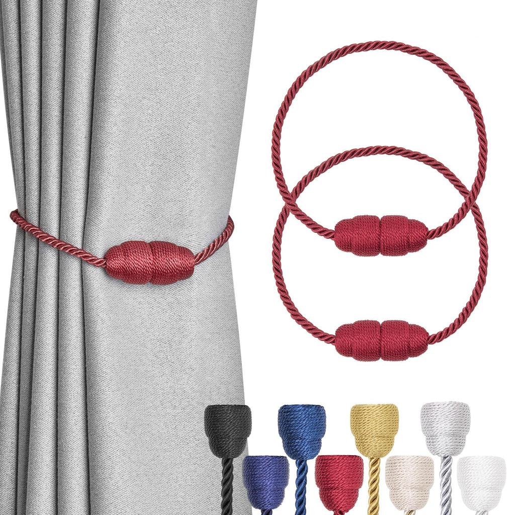 Strong Magnetic Curtain Tiebacks Handmade Weave Side Rope Curtain Holdbacks Unique & Elegant Decorative - 2 Pack