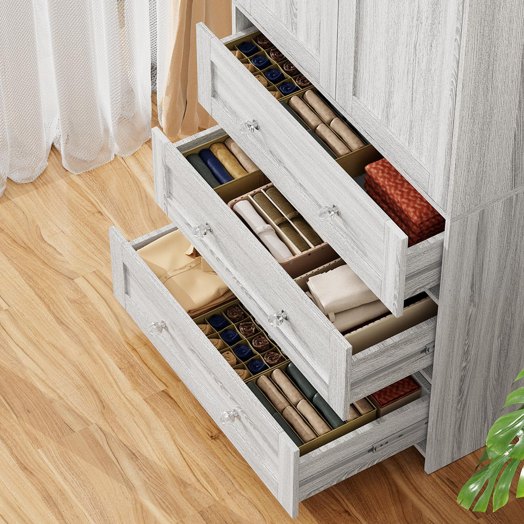 71" Tall Armoire Wardrobe Closet with Drawers and Mirror