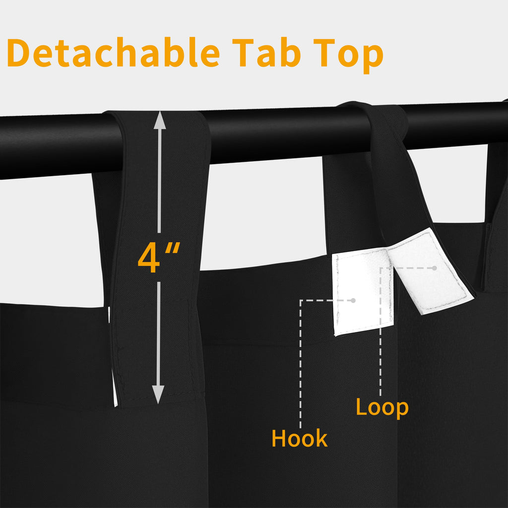 Outdoor Patio Curtains 2 Panels, 110x96 inch, Black
