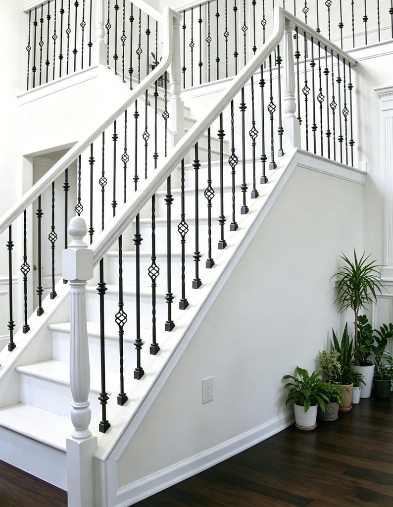 50 Pcs Aluminum Baluster Inclination Shoes Stair Flat Shoe with Screw and Wrench, Suitable 1/2" Square Iron Balusters