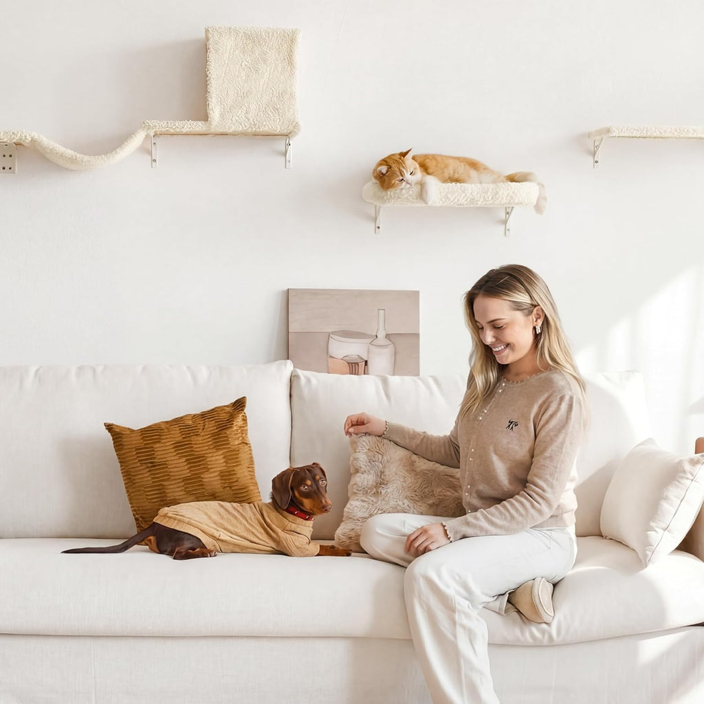 Cat Wall Shelves, 4 in 1 Set, Beige