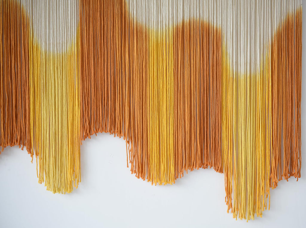 Macrame Wall Hanging Yellow Dip-Dyed Large Boho Macrame Wall Decor 59" Wx37 L