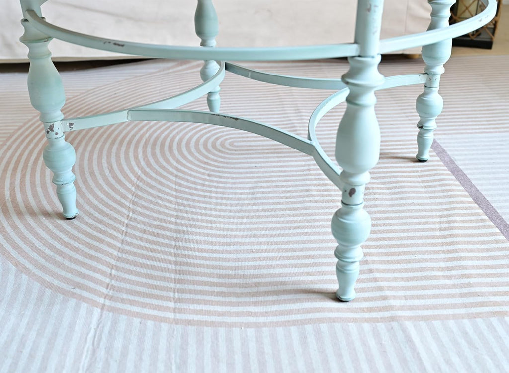 Rustic Farmhouse Round Coffee Table, French Country Vintage Center Table,φ31.5'' x18.9''H Rustic Solid Wood with