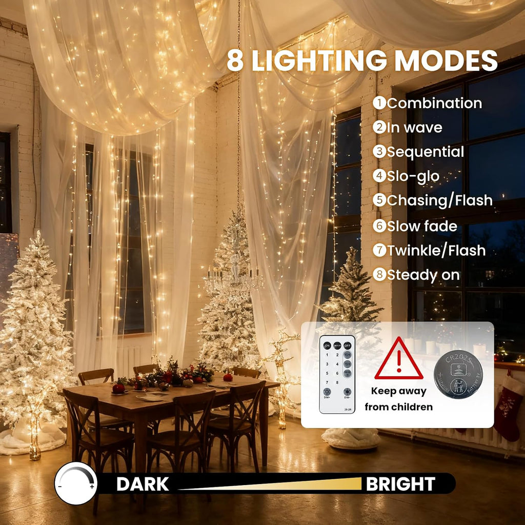 2000Led Fairy Lights 130Ft Christmas Lights with Remote & Timer