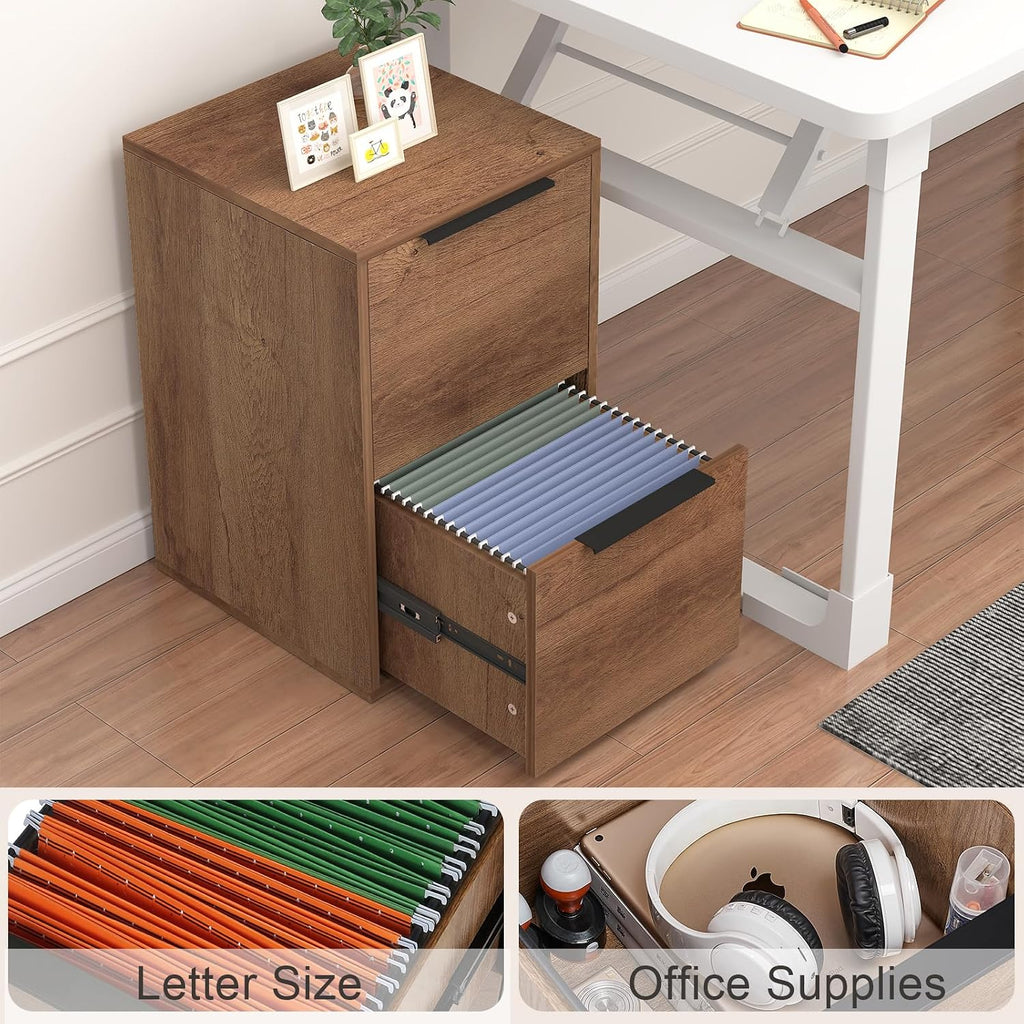 File Cabinet, 2 Drawer Filing Cabinet , Modern Farmhouse File Cabinets with Hanging Rail for Letter Files,Small
