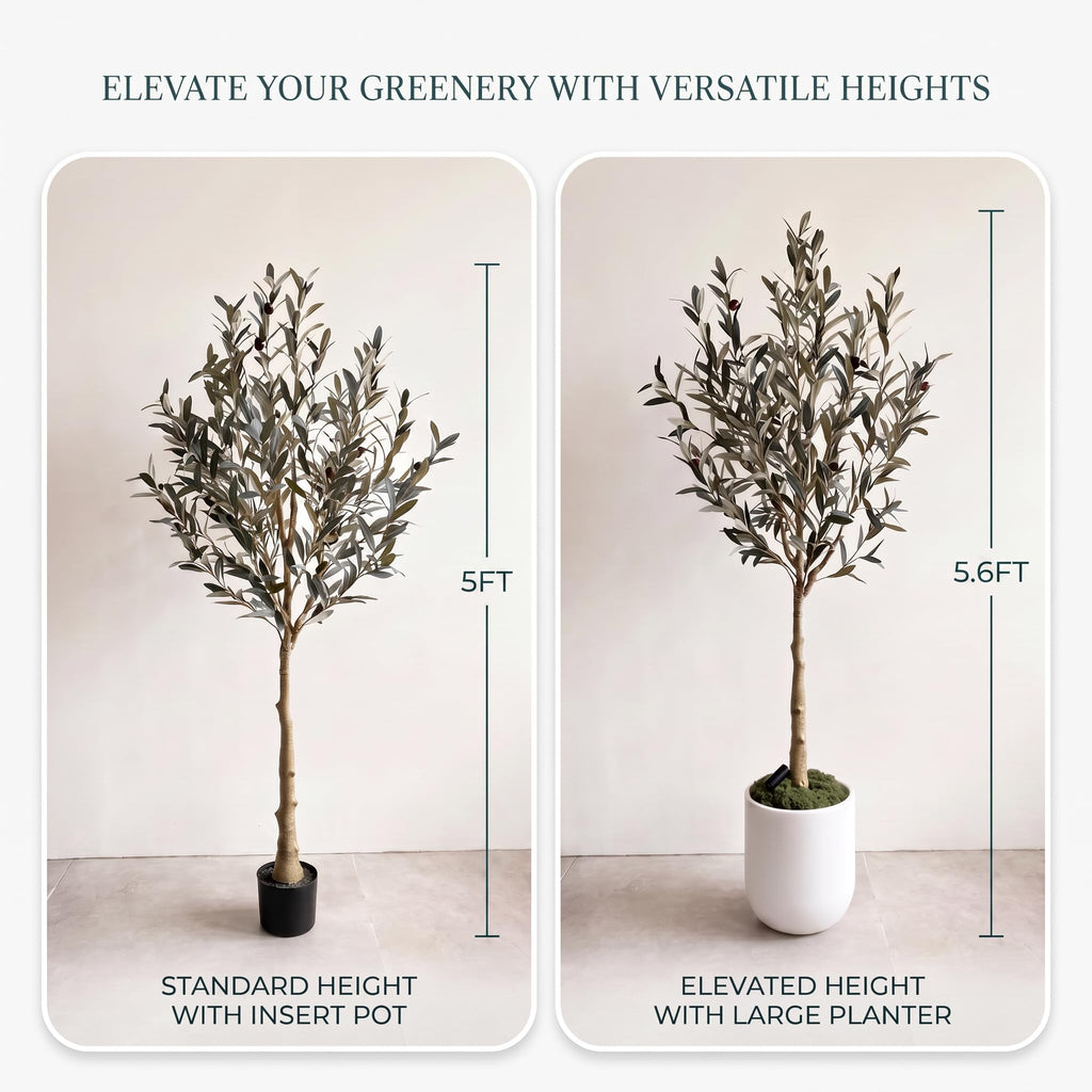 5FT Artificial Matte Olive Tree with Large Planter & Light