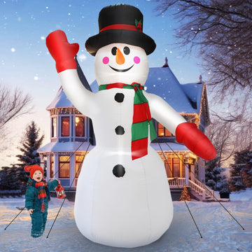 12FT Christmas Inflatable Snowman with Build-in LED Lights, Blow up Snowman Inflatables Outdoor Decorations Large