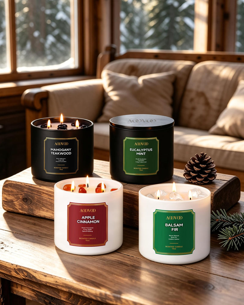 3-Wick Scented Candles, Mahogany Teakwood Intense, 15 oz Soy Wax