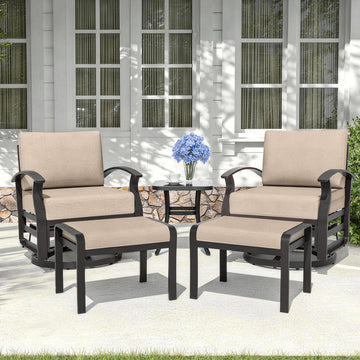 5 Pieces Patio Furniture Set, Outdoor Aluminum Swivel Gliders Rocker, Patio Bistro Set Rocking Chair with Thickened