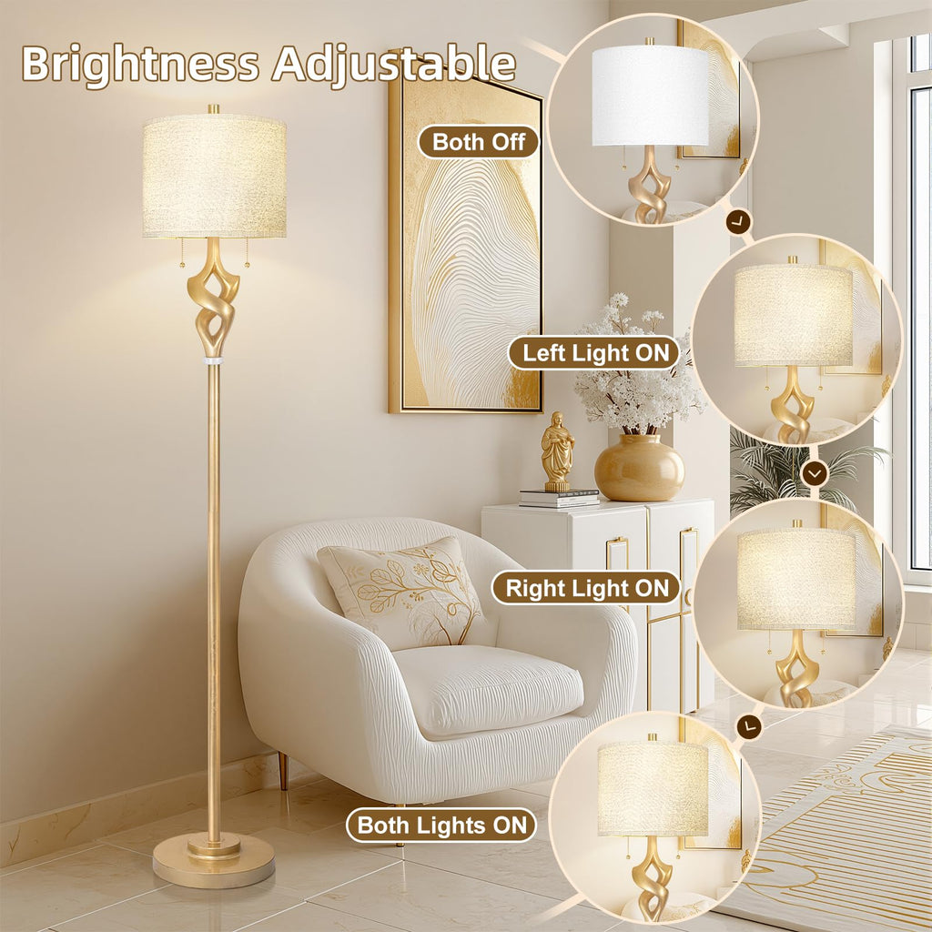 Sculptural Gold Leaf 65.5" Floor Lamp Bedroom