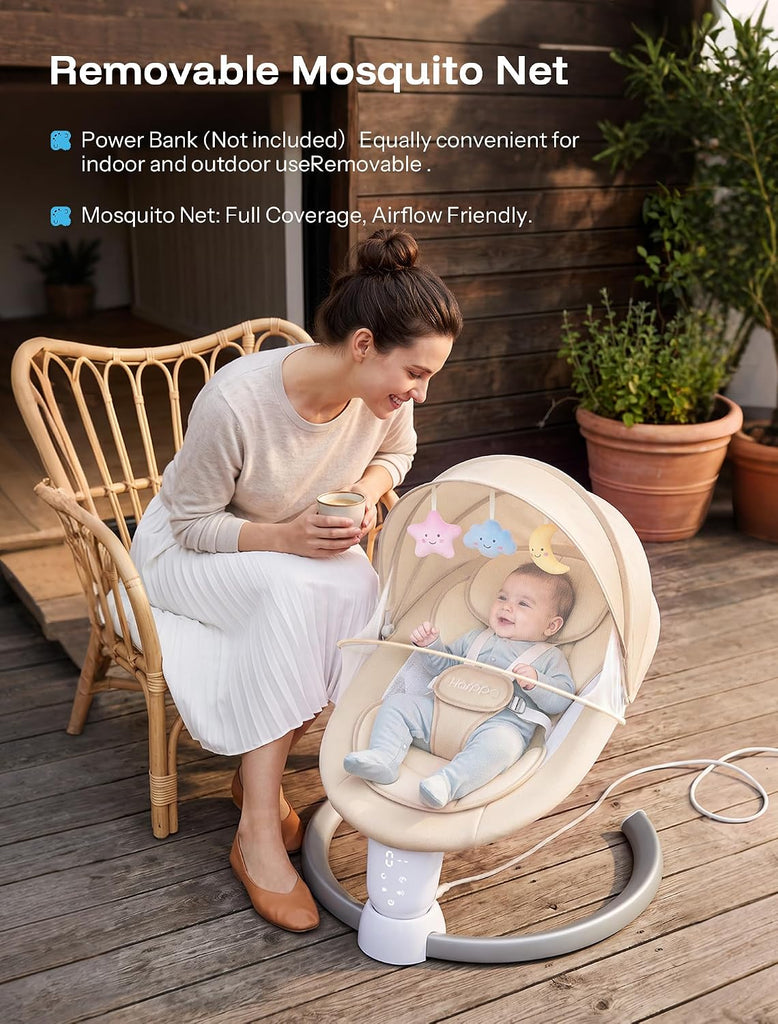 Weddell Baby Swings for Infants with Canopy and Mosquito Net, Khaki