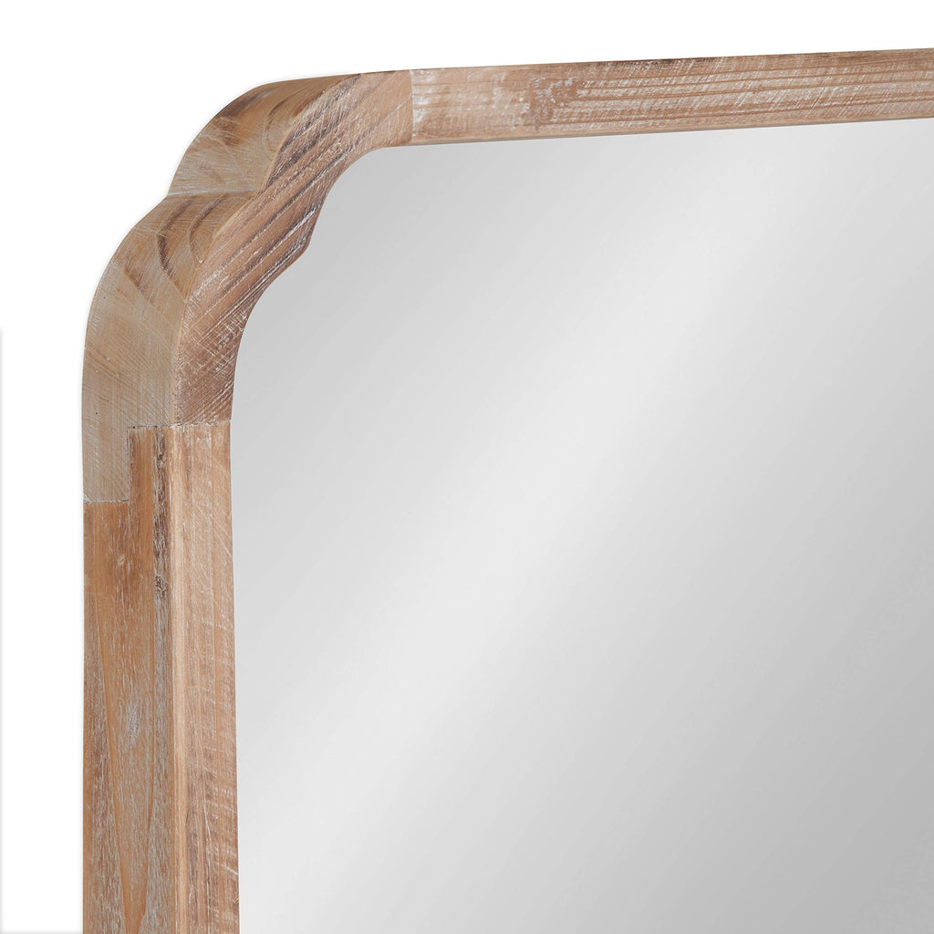 Marston Rustic Square Wall Mirror, 24" x 24", Natural Wood, Decorative Farmhouse-Inspired Wood Wall Decor