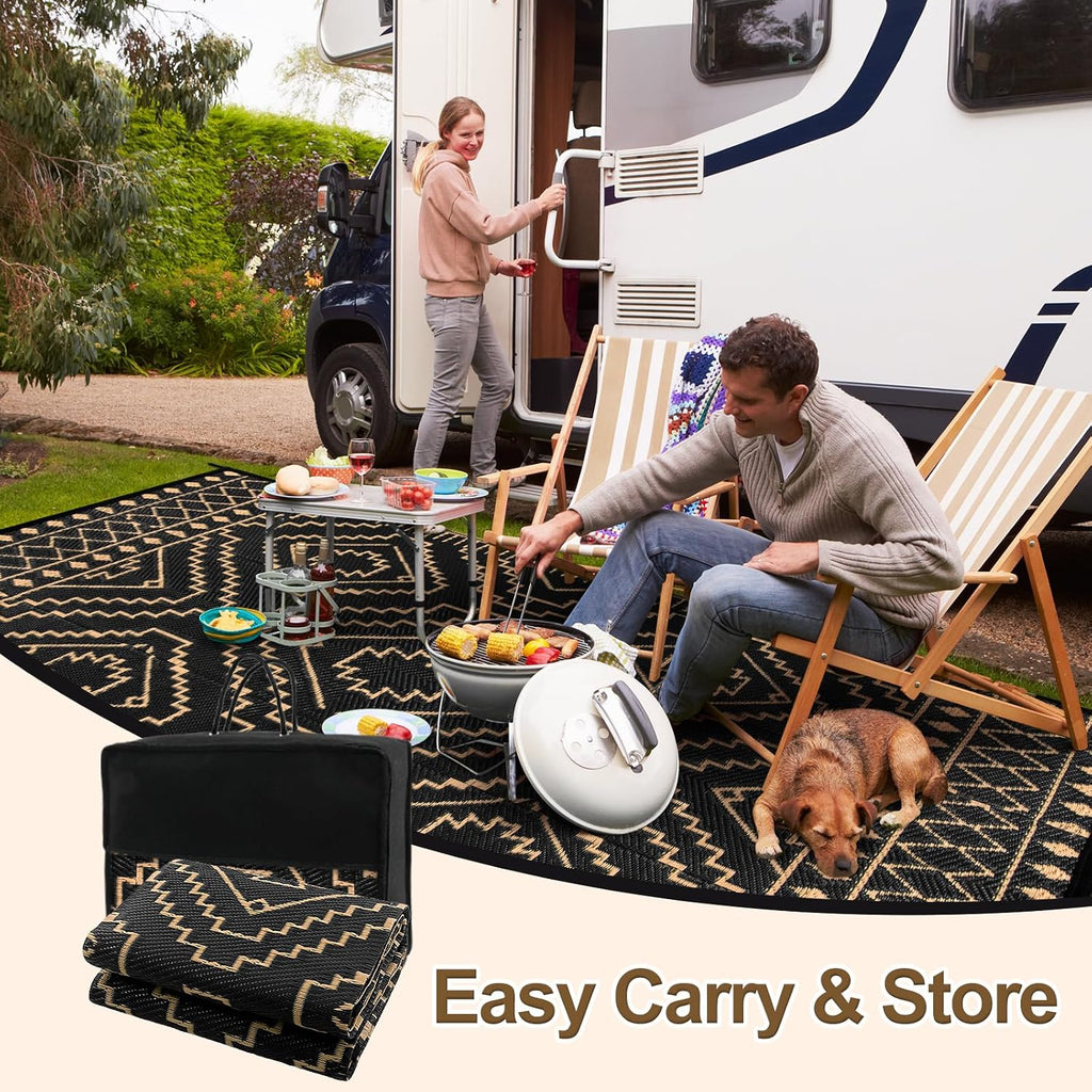 Outdoor Rug, Large Waterproof Reversible Outdoor Patio Area Rug, Indoor/Outdoor Plastic Straw Portable Camping