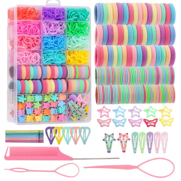 Hair Ties, Hair Accessories for Girls, 1350P Hair Ties with 72P Hair Clips
