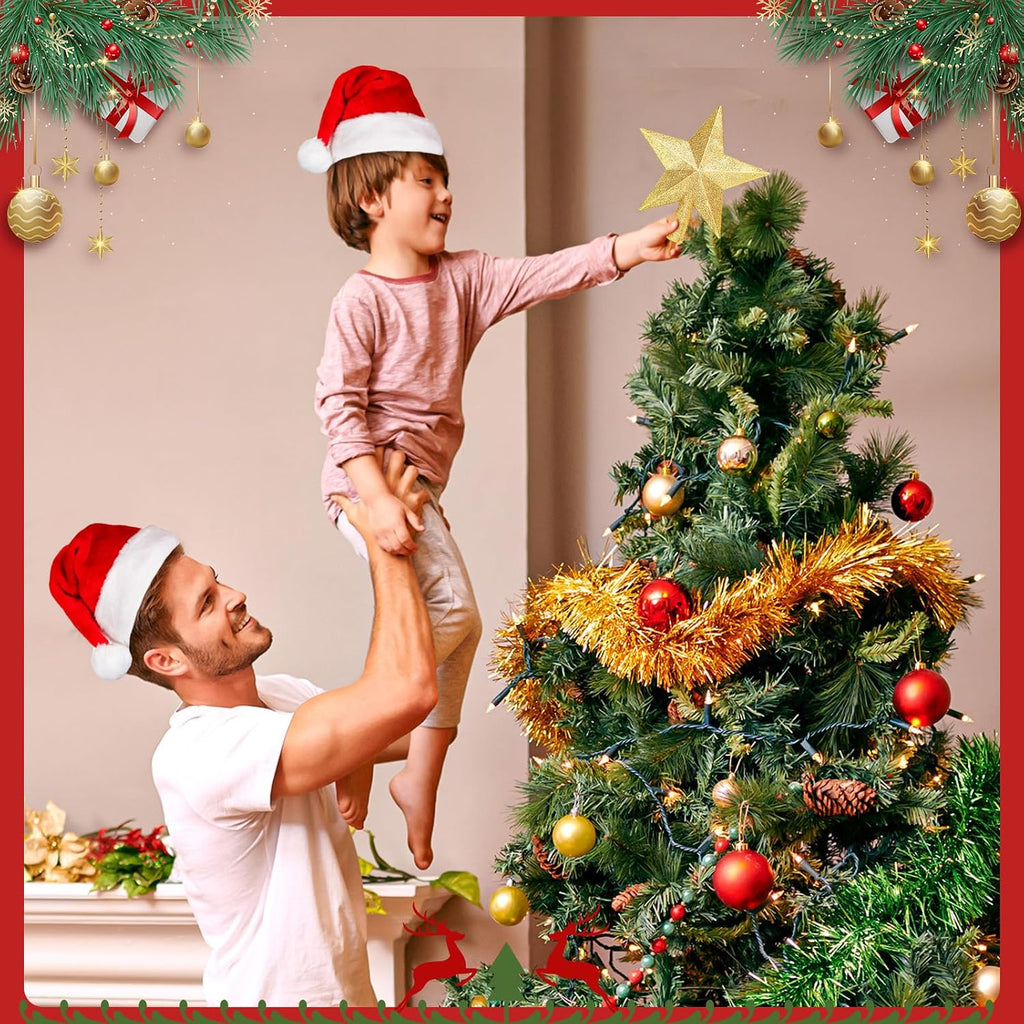Glitter Christmas Star Tree Topper for Holiday Decorations, Christmas Tree Decoration for Holiday Ornament and Home