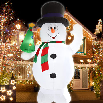 8FT H Christmas Inflatable Giant Snowman with Build-in LED Lights, Blow up Christmas Inflatable Outdoor Indoor