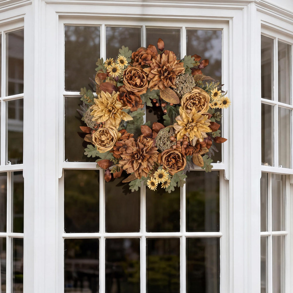 24in Fall Wreaths for Front Door Artificial Autumn Wreath