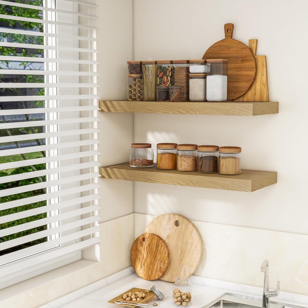 36Inch Floating Shelves for Wall 2Pack, Oak, 8" Deep