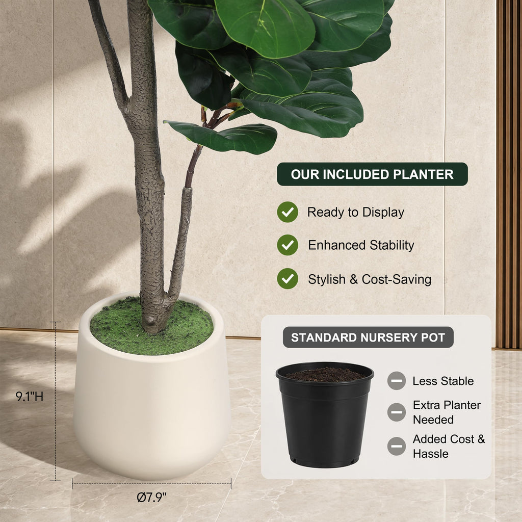 Artificial Fiddle Leaf Fig Tree 7ft with White Exquisite Planter