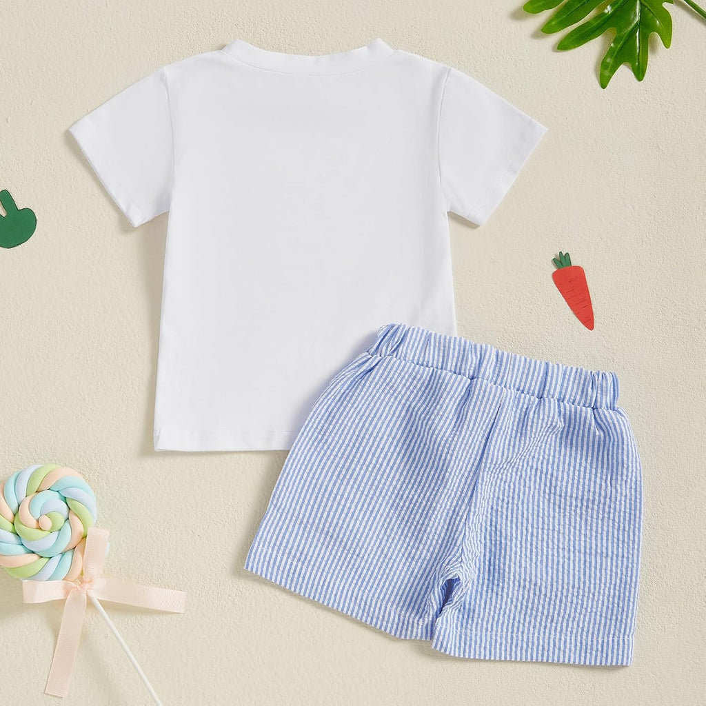 Toddler Boy Easter Outfit Baby Boy Bunny Short Sleeve T Shirt And Shorts Set 2 Piece Spring Summer Clothes