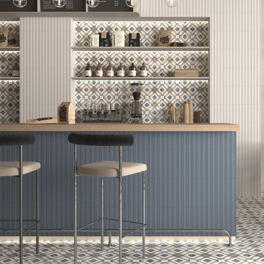 Slate White Ribbed Porcelain Wall Tile 4.5" x 9.1" Matte Finish, Fluted Decorative 3D Wall Tile Backsplash, Bathroom