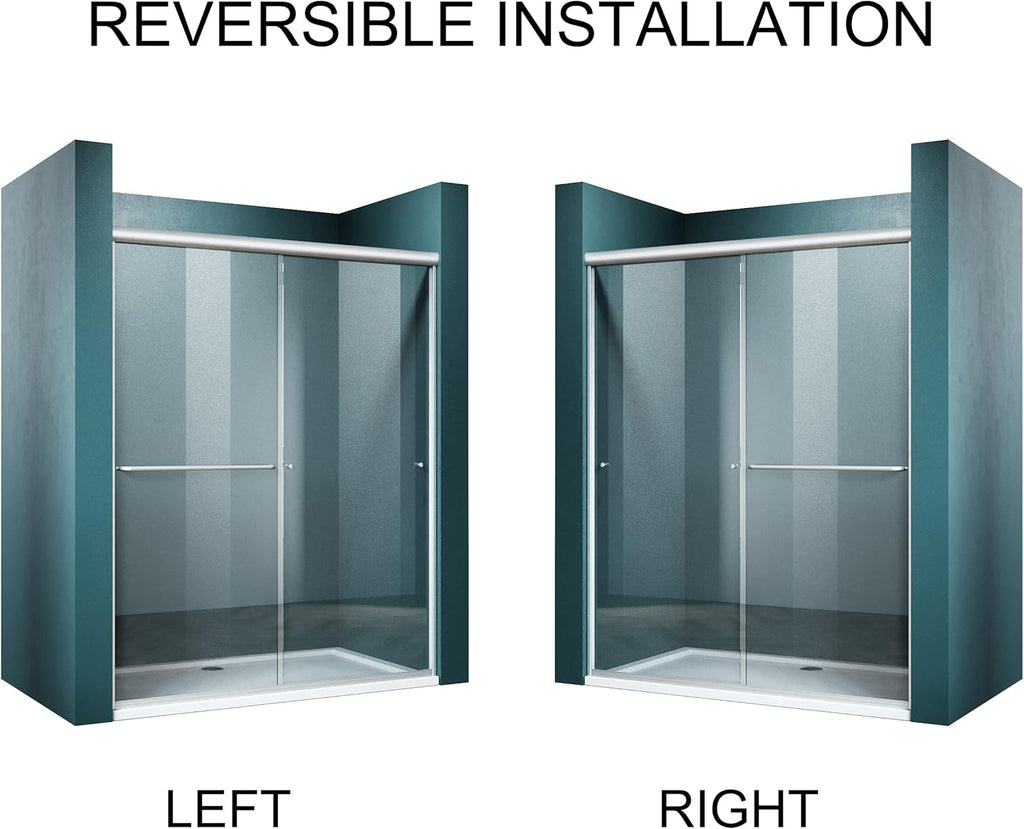 Showers 46.5 in.- 48 in. W x 72 in. H, Semi-Frameless 2 Bypass Sliding Shower Doors