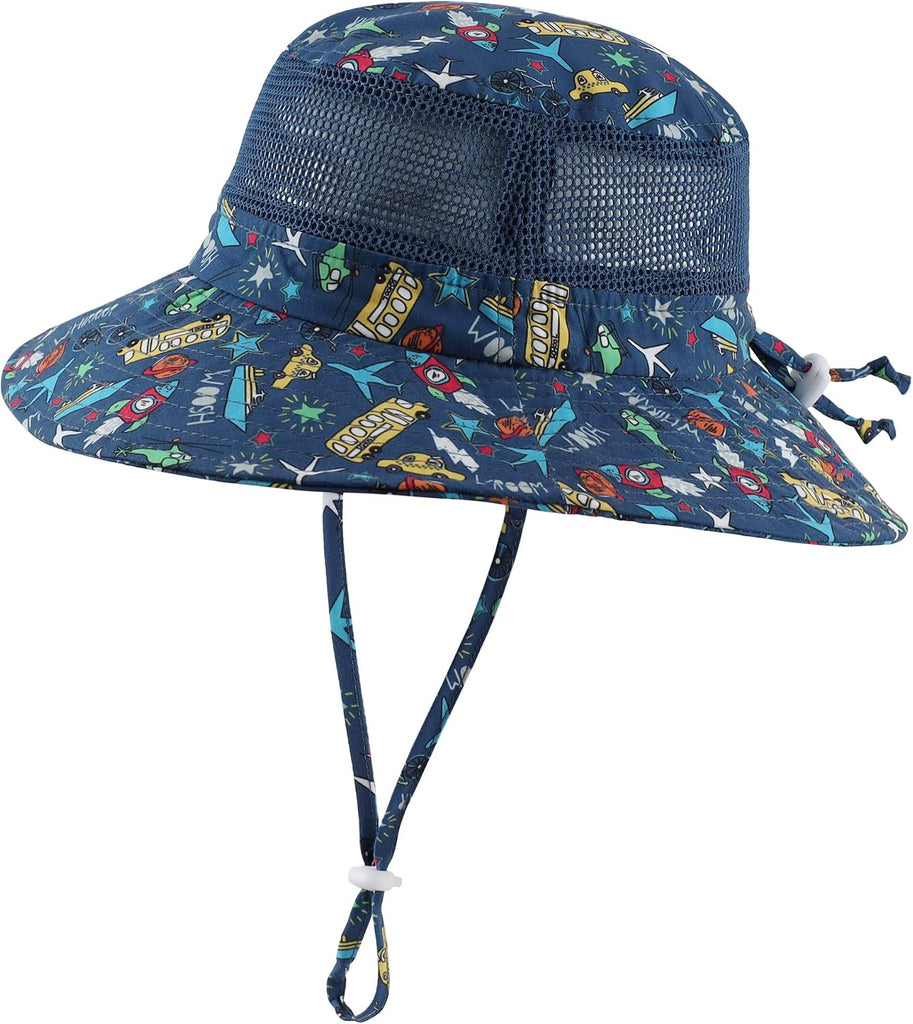 UPF50+ Wide Brim Sun Hat Boys Girls Sun Protection Hat Zoo Beach Swim Safari Bucket Hat for Baby Toddler Kid