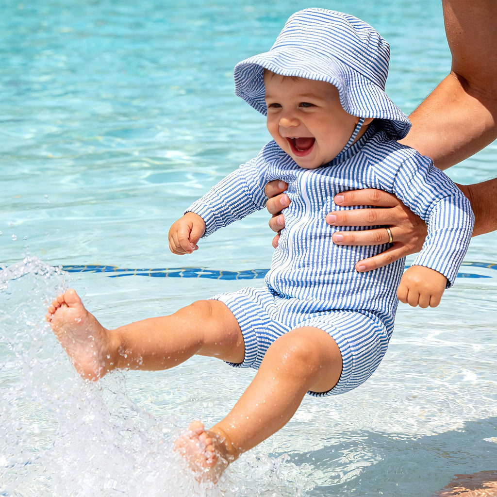 Baby Boys Swimsuit Toddler One Piece Zipper Bathing Suit Long Sleeve Rash Guard Swimwear Sunsuit UPF 50+