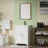 24" White Freestanding Bathroom Vanity with Single Sink - Modern Vanity Cabinet