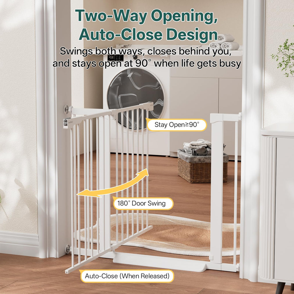 27-36.6 in Wide Baby Gate for Stairs and Doorways, White
