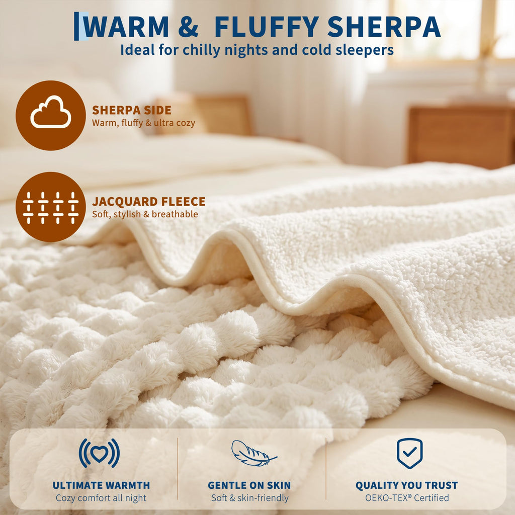 Heated Weighted Blanket for Adult 15 lbs, 60 x 80 inches, White