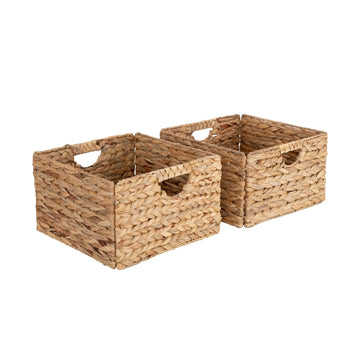 Premium Natural Handwoven Portable Laundry Bin Basket with Carrying Handles, Natural Water Hyacinth, Rectangular