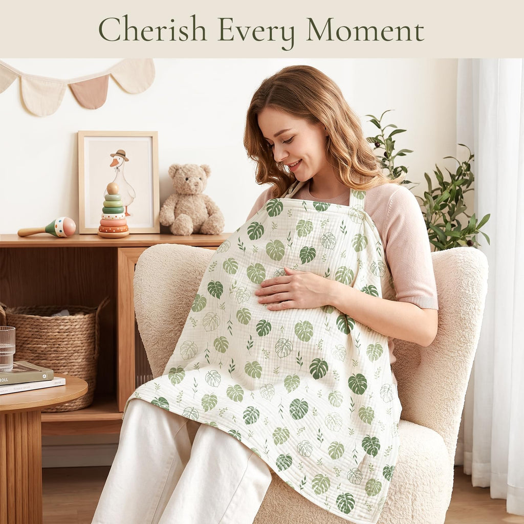2-Pack Muslin Nursing Cover for Breastfeeding with Arch Neckline