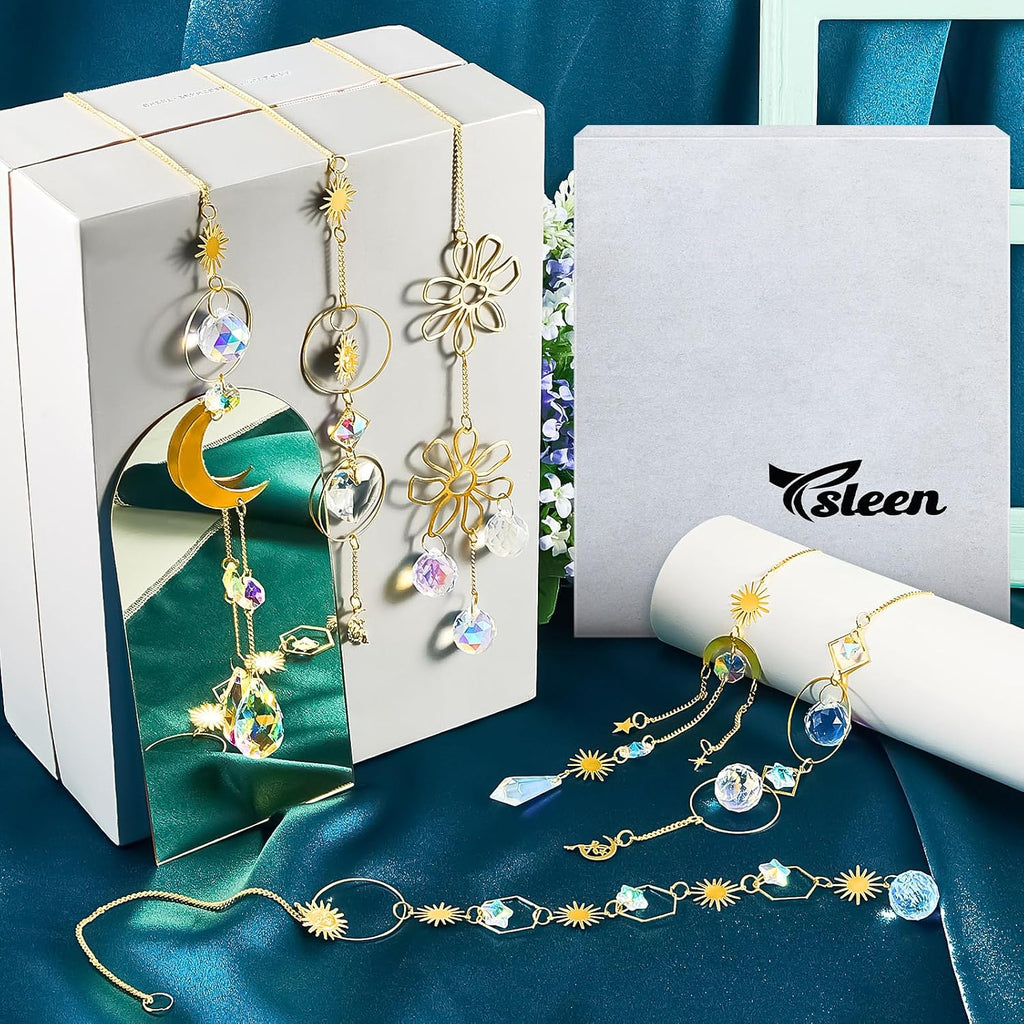16 Pcs Crystals Suncatcher Colorful Hanging Sun Catcher for Window with Chain Pendant Ornament Prism for Garden