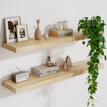 Solid Wood Floating Shelves For Wall, 36"W x 9"D x 1.56"H Large Wall Shelves Bedroom Bathroom Kitchen Drcor Storage