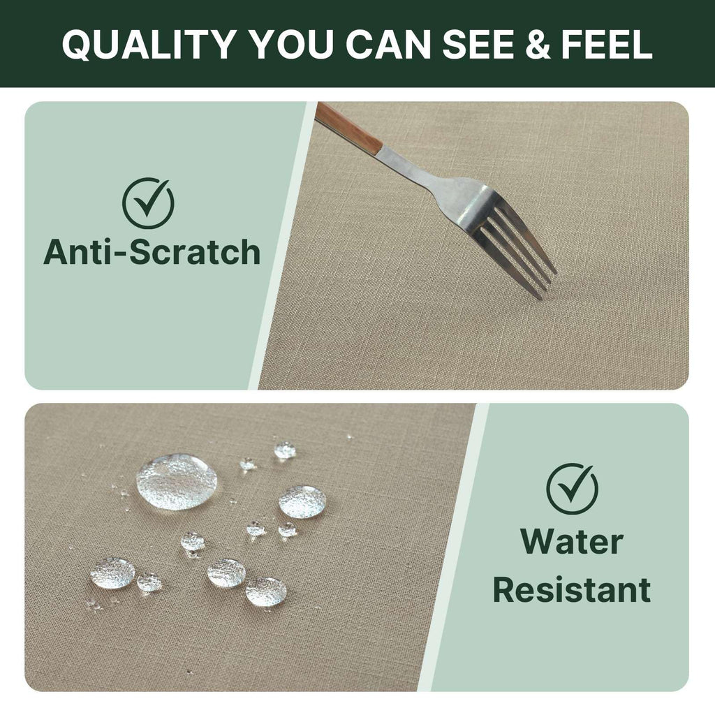 Linen Textured Table Cloths Round 70 Inch Premium Solid Tablecloth Spill-Proof Waterproof Table Cover for Dining