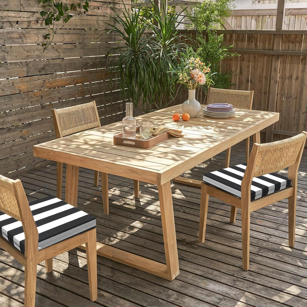 Outdoor Chair Cushions 18.5"x16"x2" Pack of 4, Water-Repellent Square Corner Memory Foam Seat Cushions with Ties for