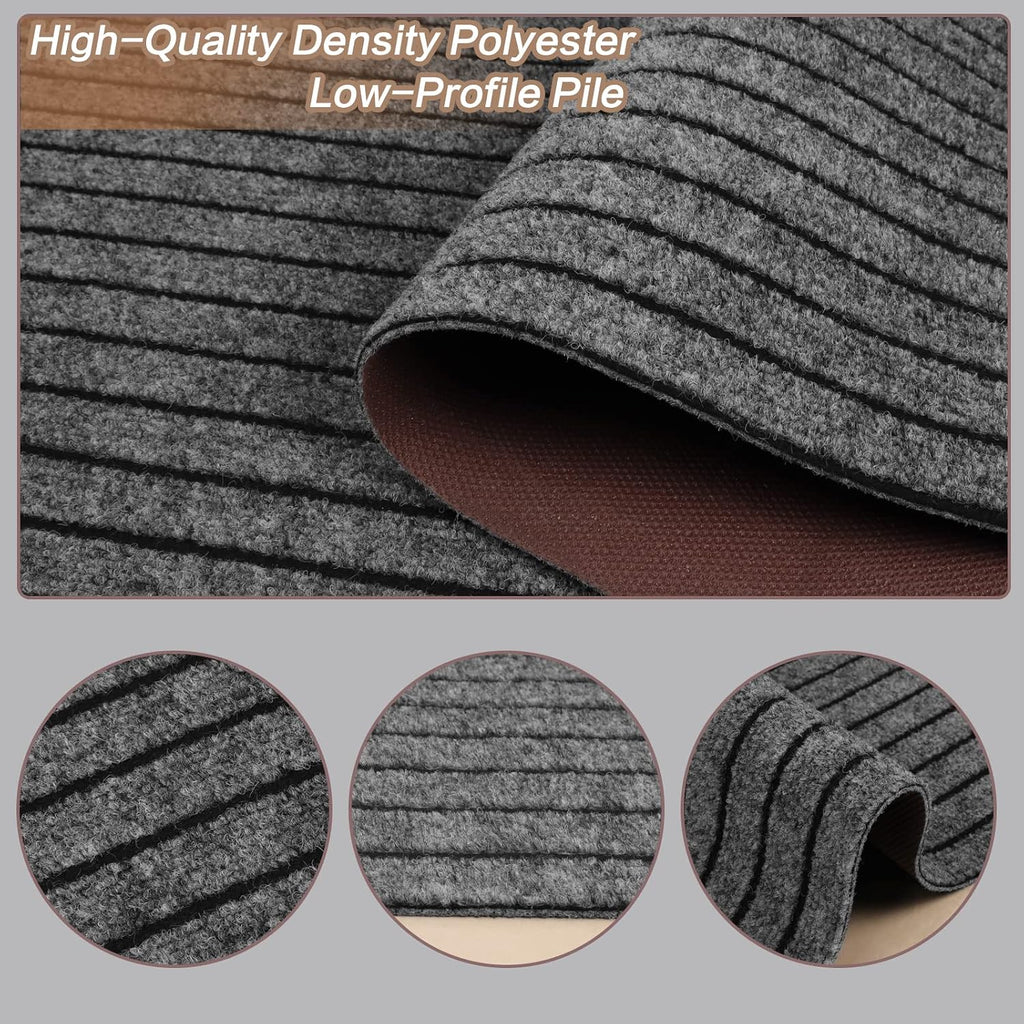 2' x 3' Runner Rugs with Rubber Backing, Indoor Outdoor Utility Carpet Runner Rugs, Stripe Gray, Can Be Used as Aisle