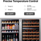 Wine Beverage Refrigerator Bundle - 48 Inch 34-65°F Drink Fridge Glass Door, 3 L